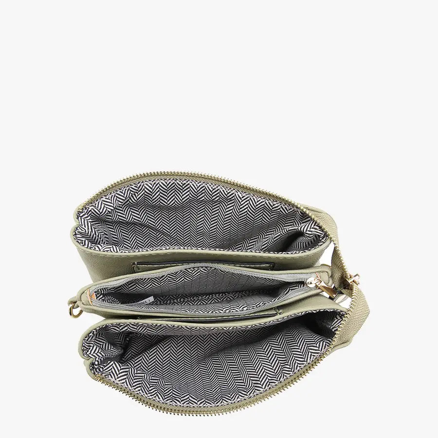 Load image into Gallery viewer, Riley Crossbody Wristlet Bright Silver
