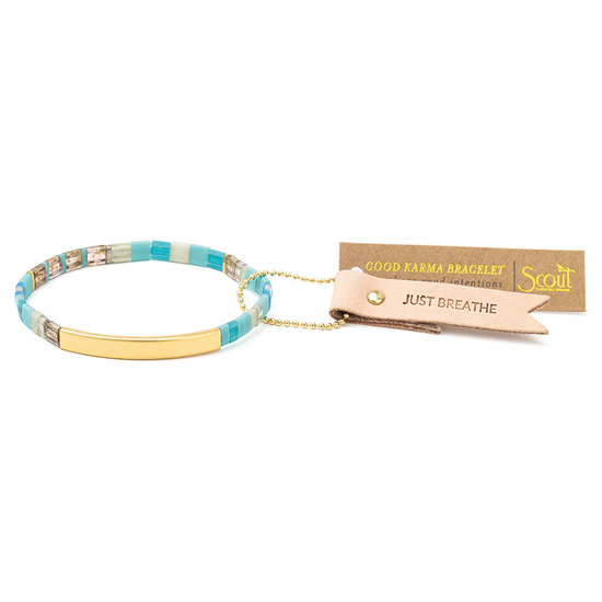 GK023 Good Karma Bracelet Tonal Turquoise / Gold