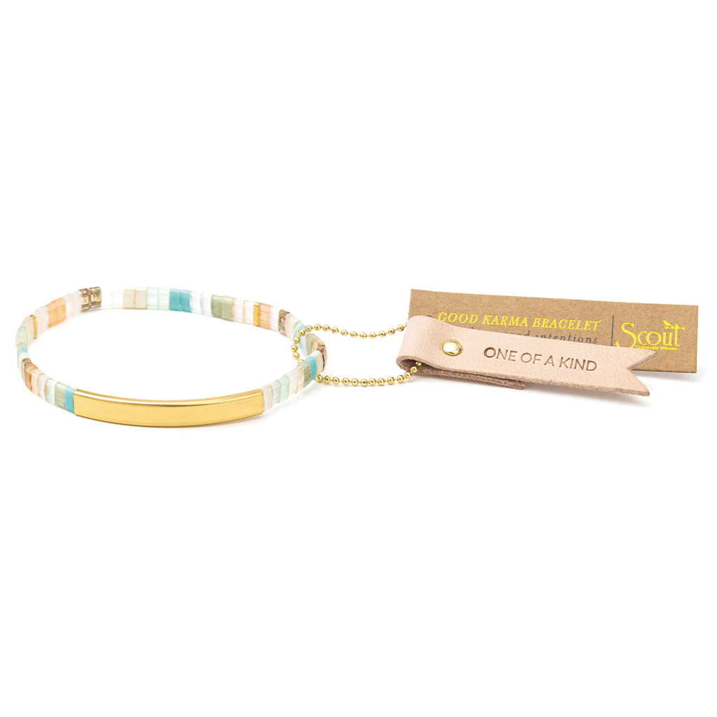 GK024 Good Karma Bracelet Mint / Peach / Gold