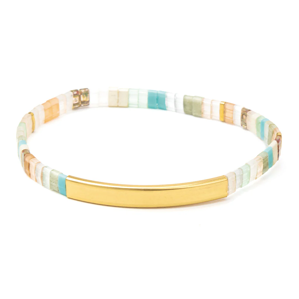 GK024 Good Karma Bracelet Mint / Peach / Gold