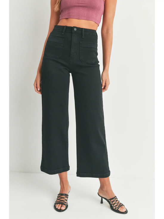 Patch Pocket Wide Leg Jeans