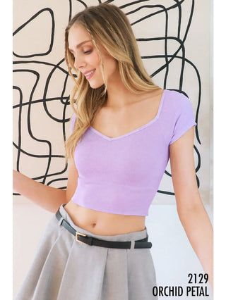 Cap Sleeve Ribbed Crop Top