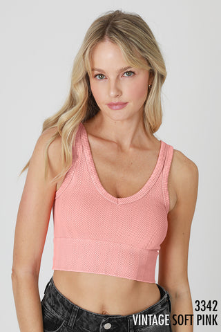 Vintage Reversible Herringbone Crop Top