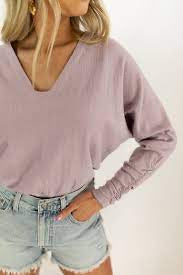 Ava Ruched Sleeve Sweater Violet