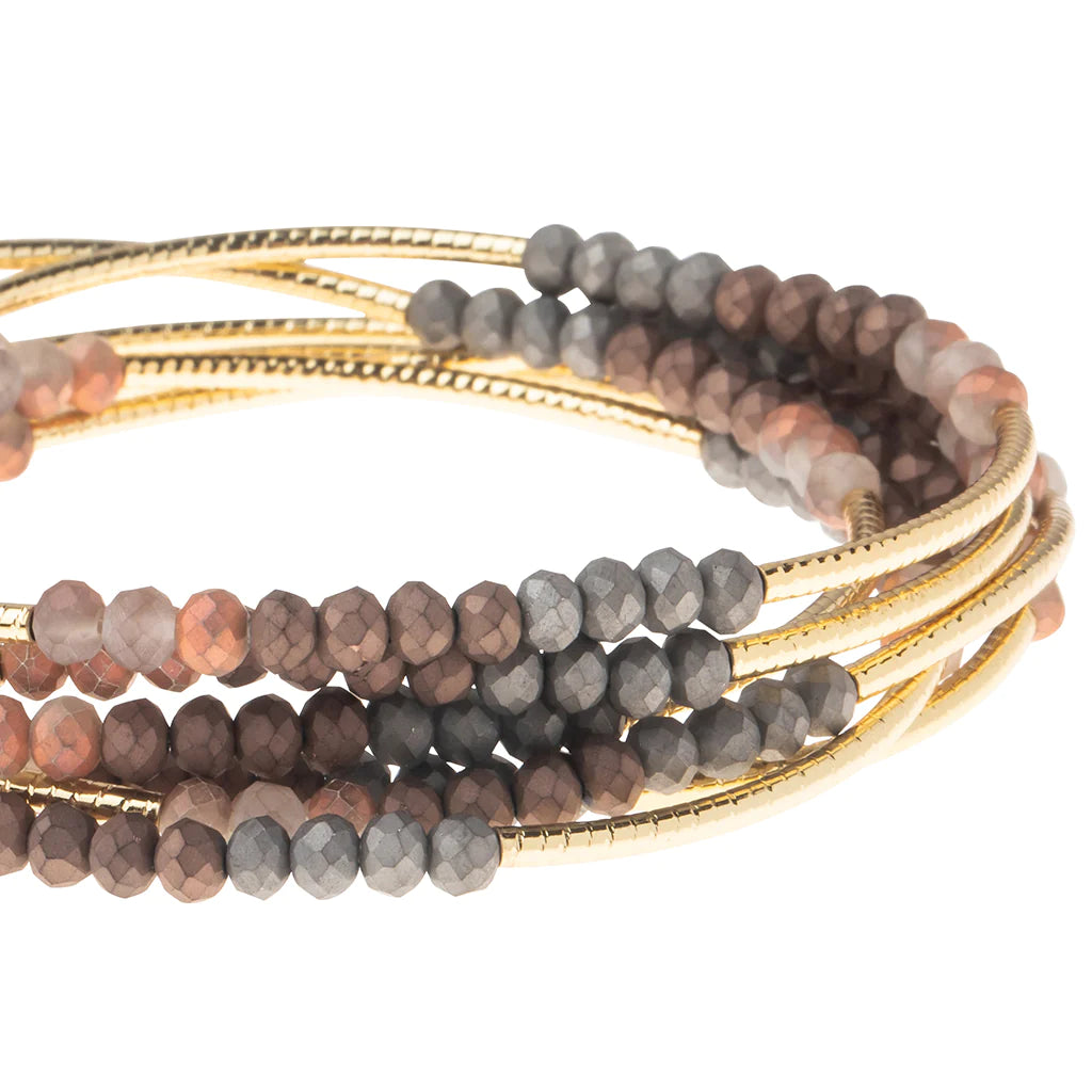 Load image into Gallery viewer, BR047 Wrap Bracelet / Necklace Metallic Tri-Tone Gold
