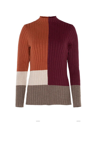 Mock Neck Pullover Sweater Colorblock
