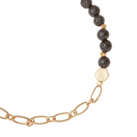 SQ006 Mini Stone & Chain Bracelet Lava Gold