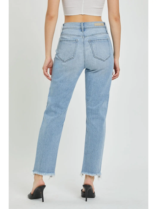 High Rise Mom Jean Frayed Hem