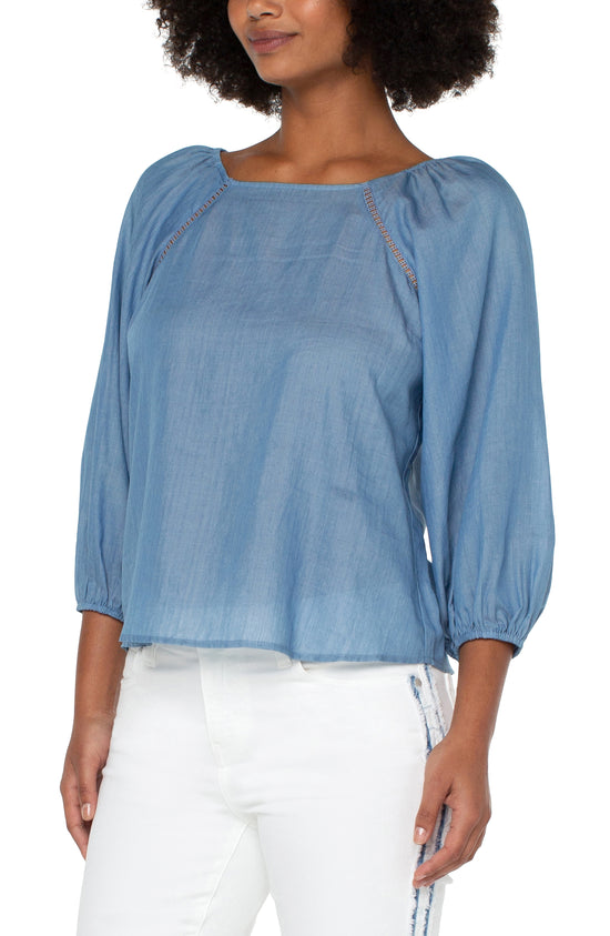 Puff Sleeve Square Neck Top