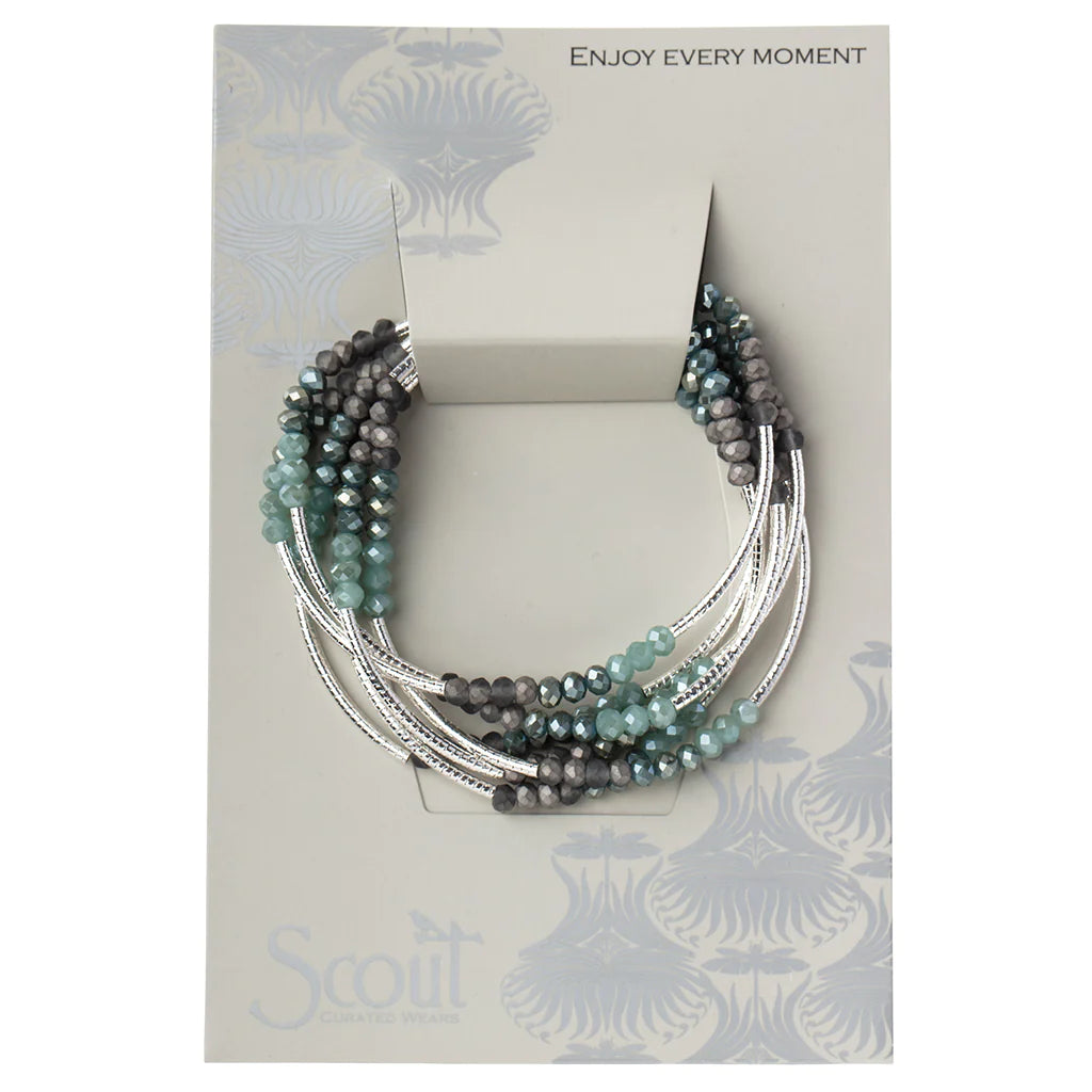 BR049 Wrap Bracelet / Necklace Marine / Silver