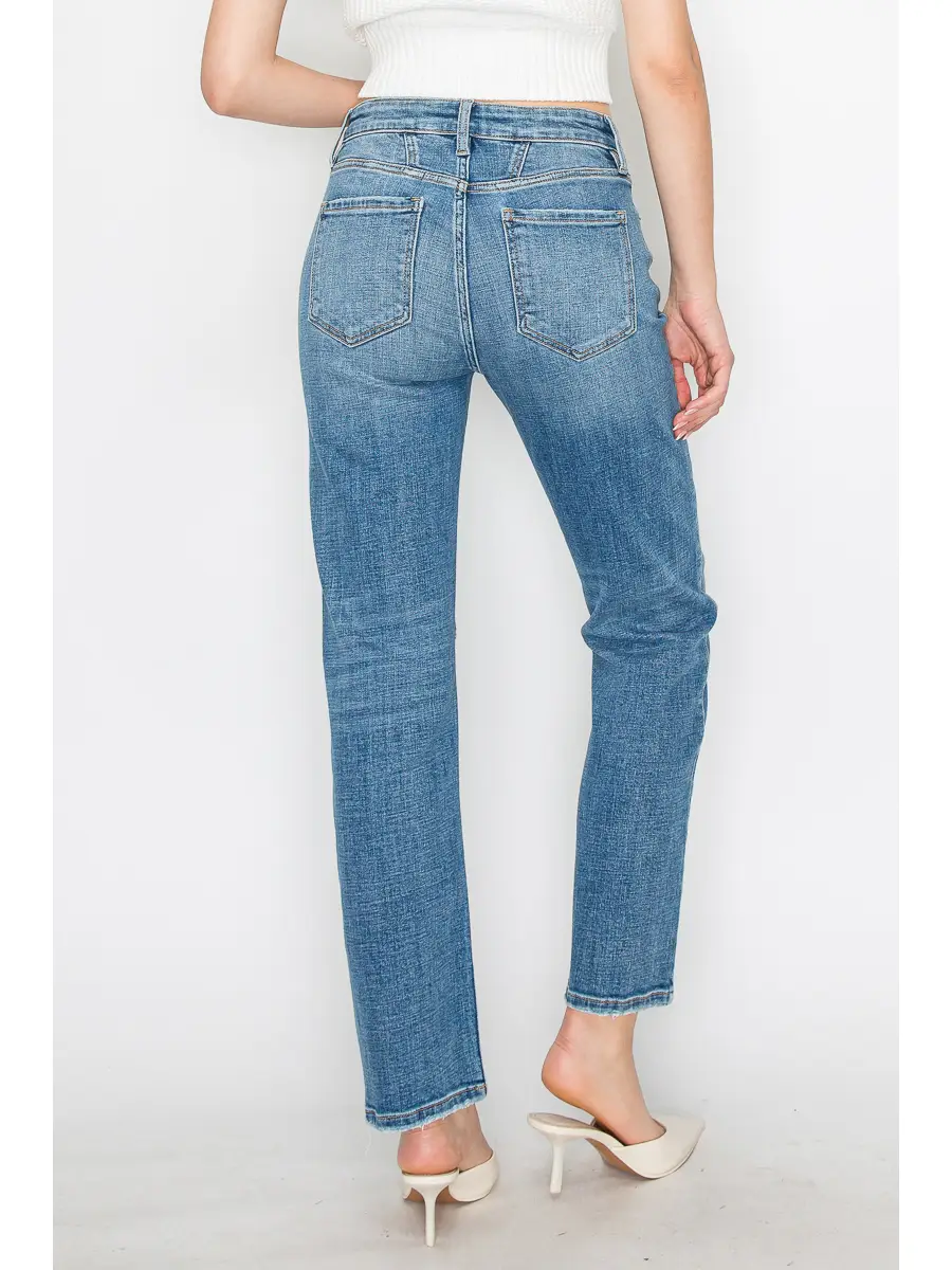 Western Detailing High Rise Straight Leg Jeans