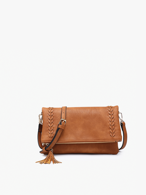 Isadora Distressed Whipstitch Crossbody Brown