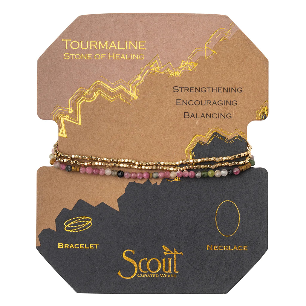 SD019 Delicate Bracelet Necklace Tourmaline Gold