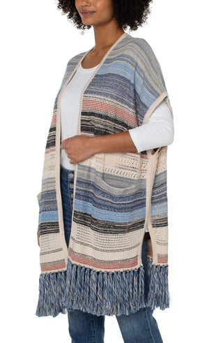 Sleeveless Cardigan with Fringe