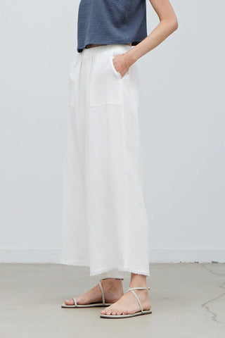 Raw Edge Trim Solid Gauze Pant Off White