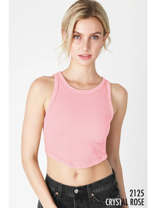 Curved Hem Crew Neck Crop Top