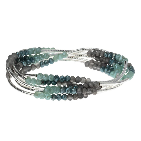 BR049 Wrap Bracelet / Necklace Marine / Silver