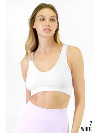 Reversible Chevron Bra in the color White