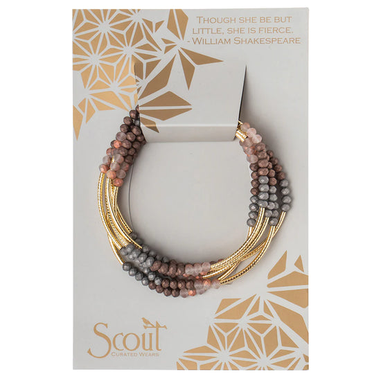 BR047 Wrap Bracelet / Necklace Metallic Tri-Tone Gold
