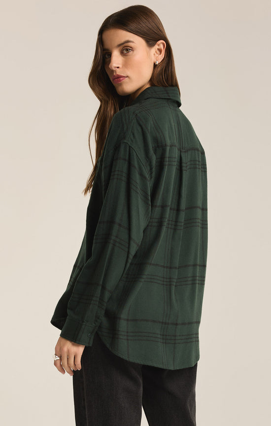 River Plaid Button Up / Cyprus Green