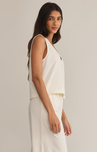 Sloane V-Neck Top / Sea Salt