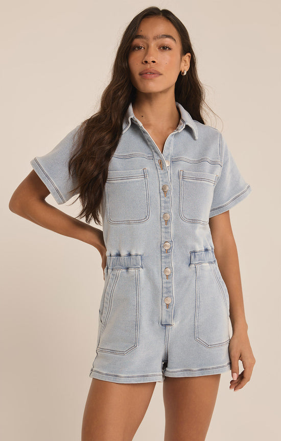 Elias Denim Romper / Sun Bleached Indigo