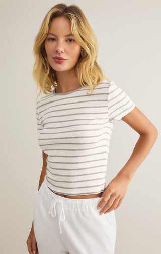 Saxton Striped Tee / Classic Heather Grey