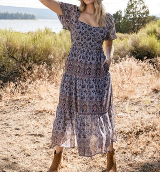 Loleta Floral Print Smock-Back Dress