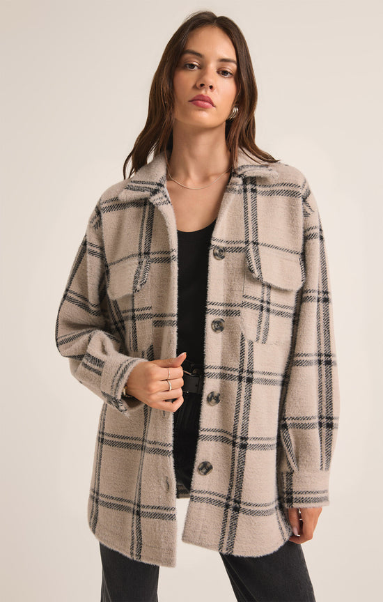 Plaid Tucker Jacket / Crystal Grey