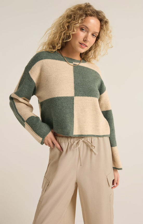 Rose Blocked Sweater / Palm Green