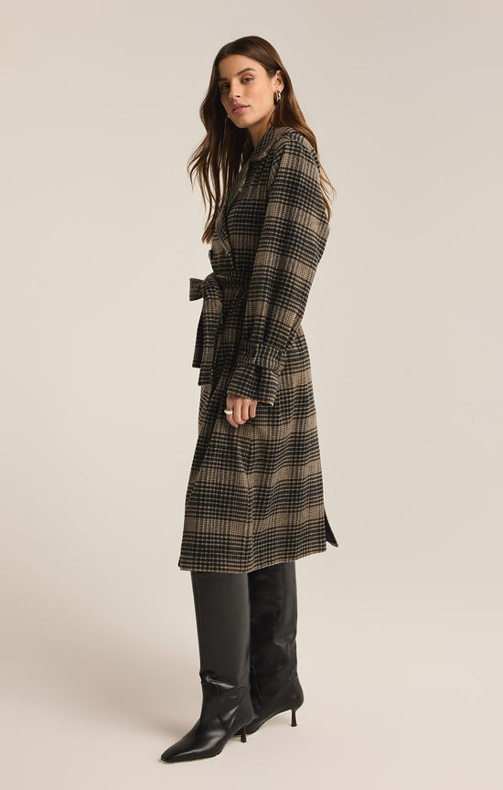 Jackie Plaid Trench / Latte