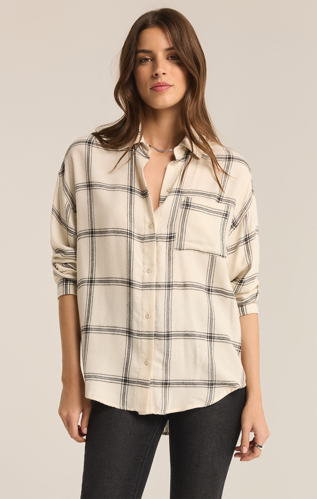 River Plaid Button Up / Sea Salt