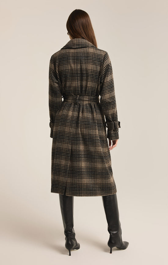 Jackie Plaid Trench / Latte