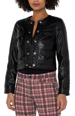 Scoop Neck Quilted Zip Jacket