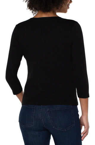 3/4 Sleeve Scoop Neck Knit Tee