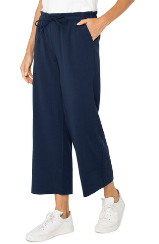 Pull on Tie Waist Wide Leg Ankle