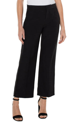 Wide Leg Ankle Trouser, Chain Trim