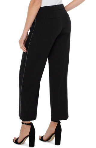 Wide Leg Ankle Trouser, Chain Trim