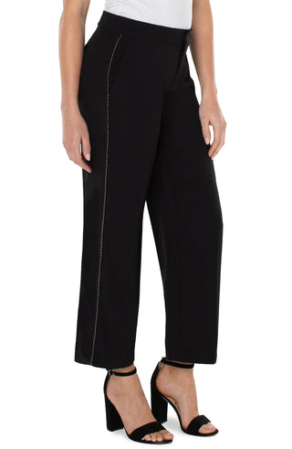 Wide Leg Ankle Trouser, Chain Trim