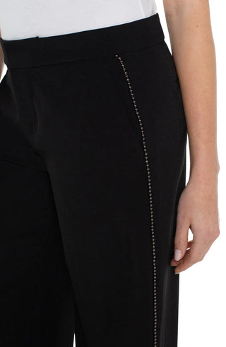 Wide Leg Ankle Trouser, Chain Trim