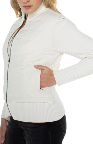 Quilted Front Zip Sweater