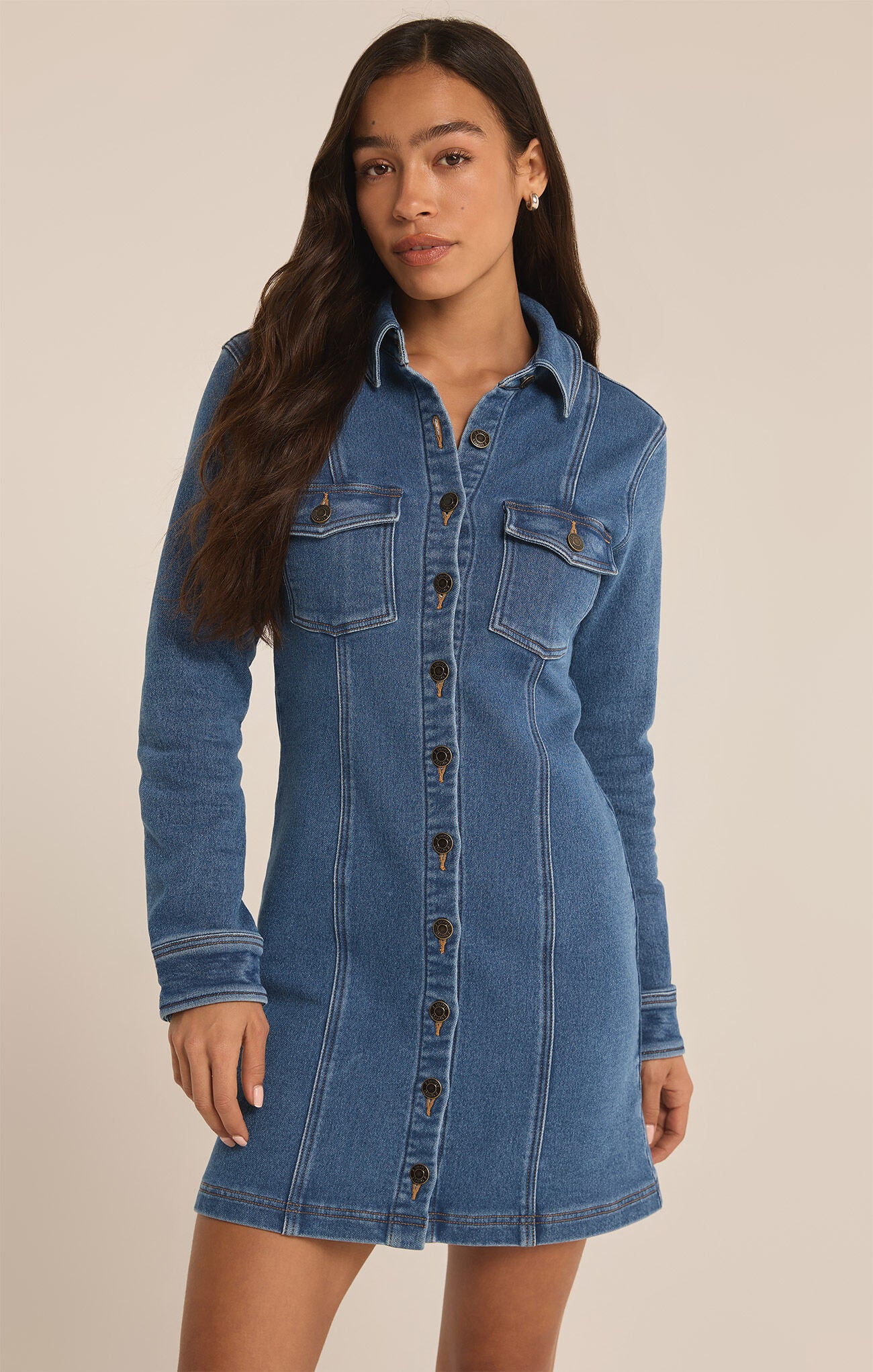 Candice Knit Denim Dress / Vintage Indigo