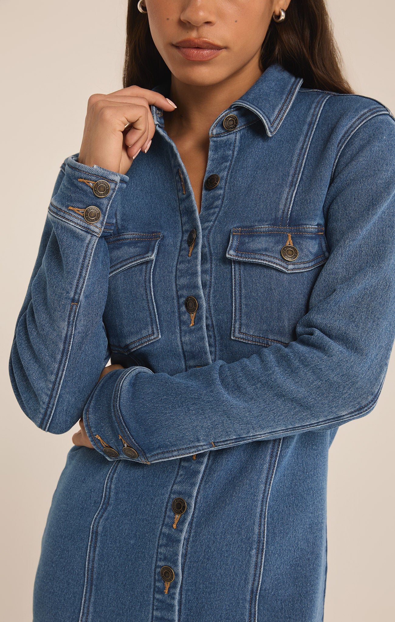 Candice Knit Denim Dress / Vintage Indigo