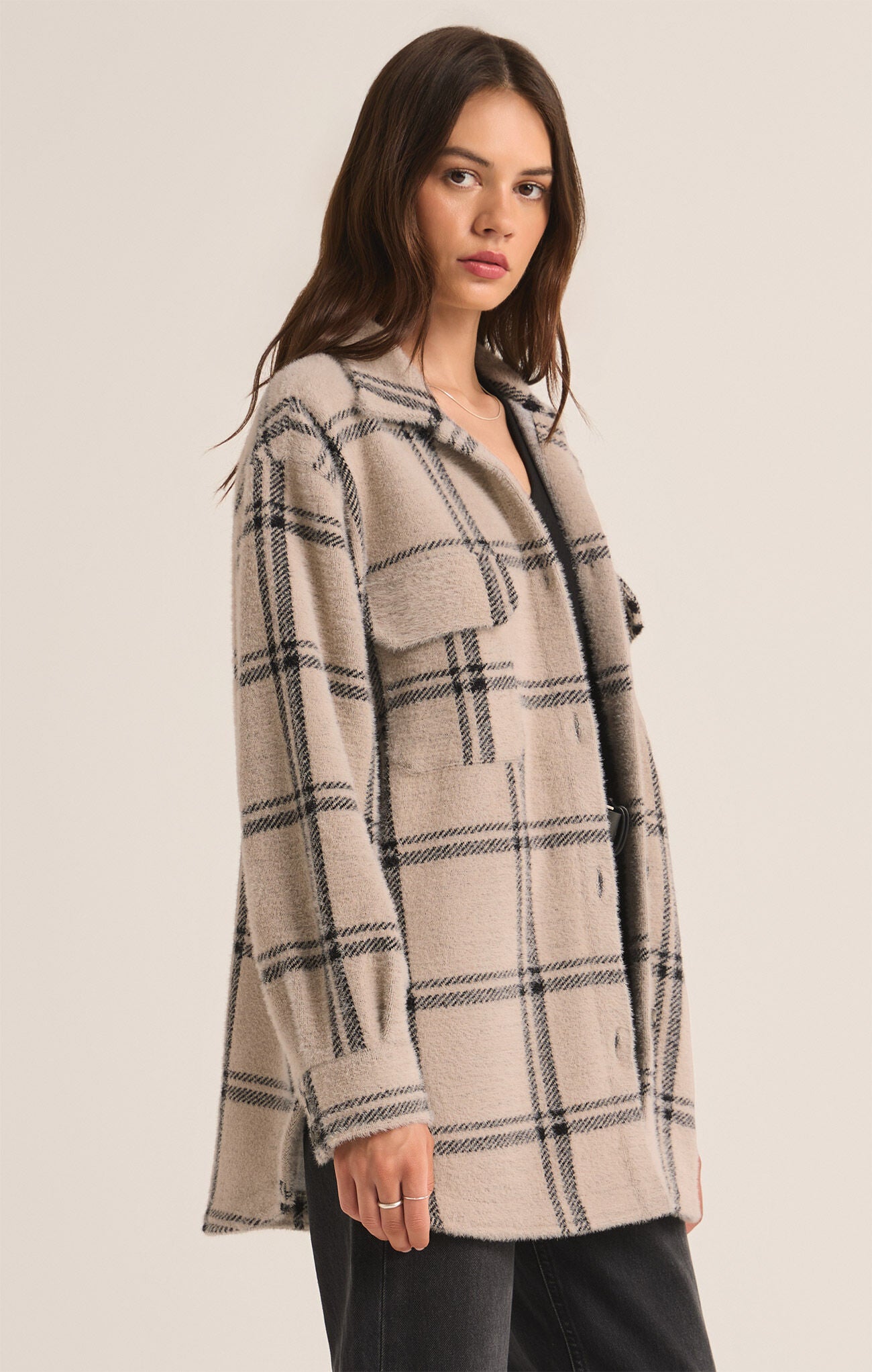 Plaid Tucker Jacket / Crystal Grey