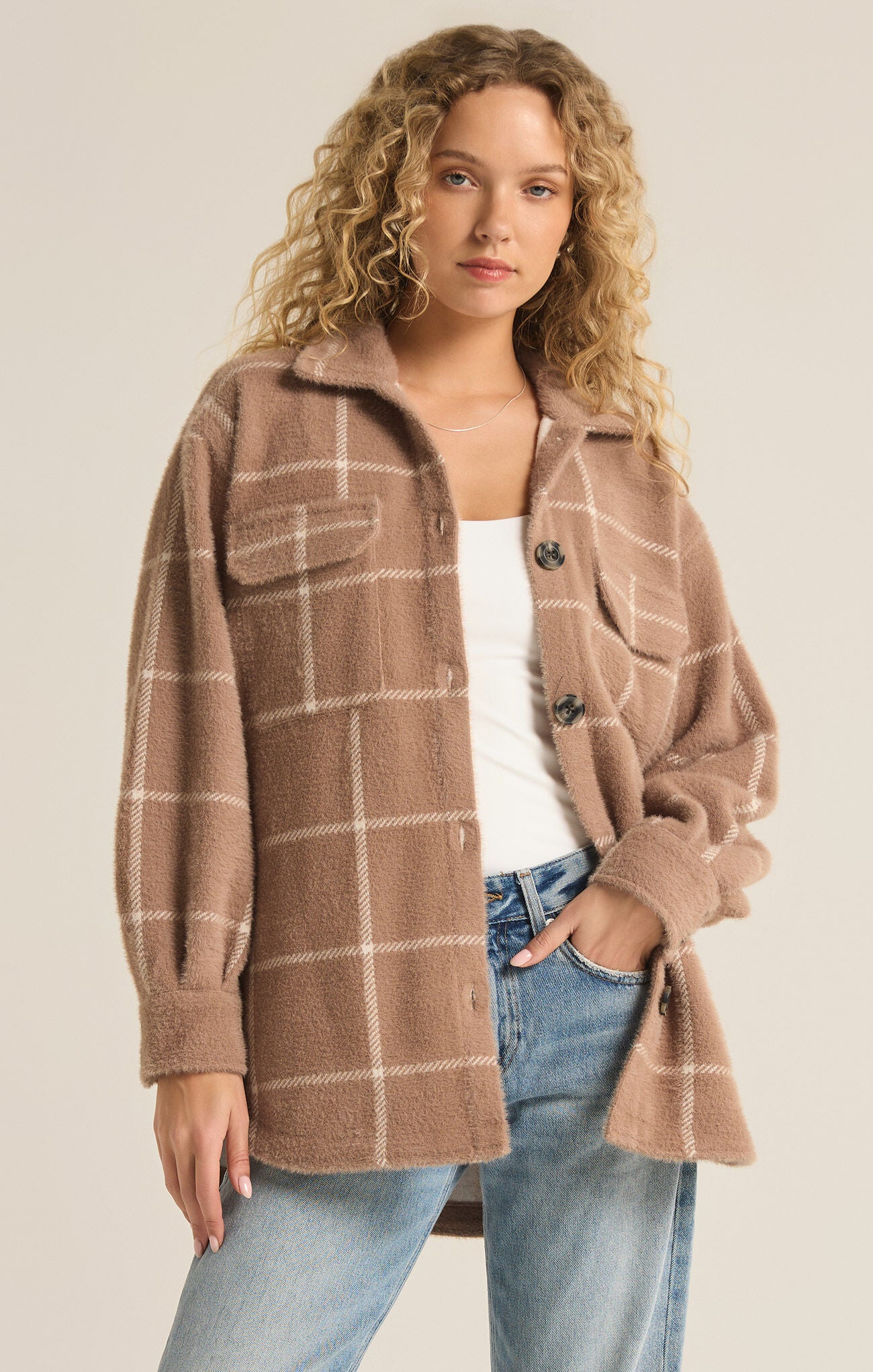 Plaid Tucker Jacket / Heather Taupe