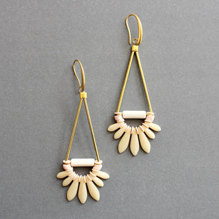 ISLE46 Cream and pink glass fringe earrings