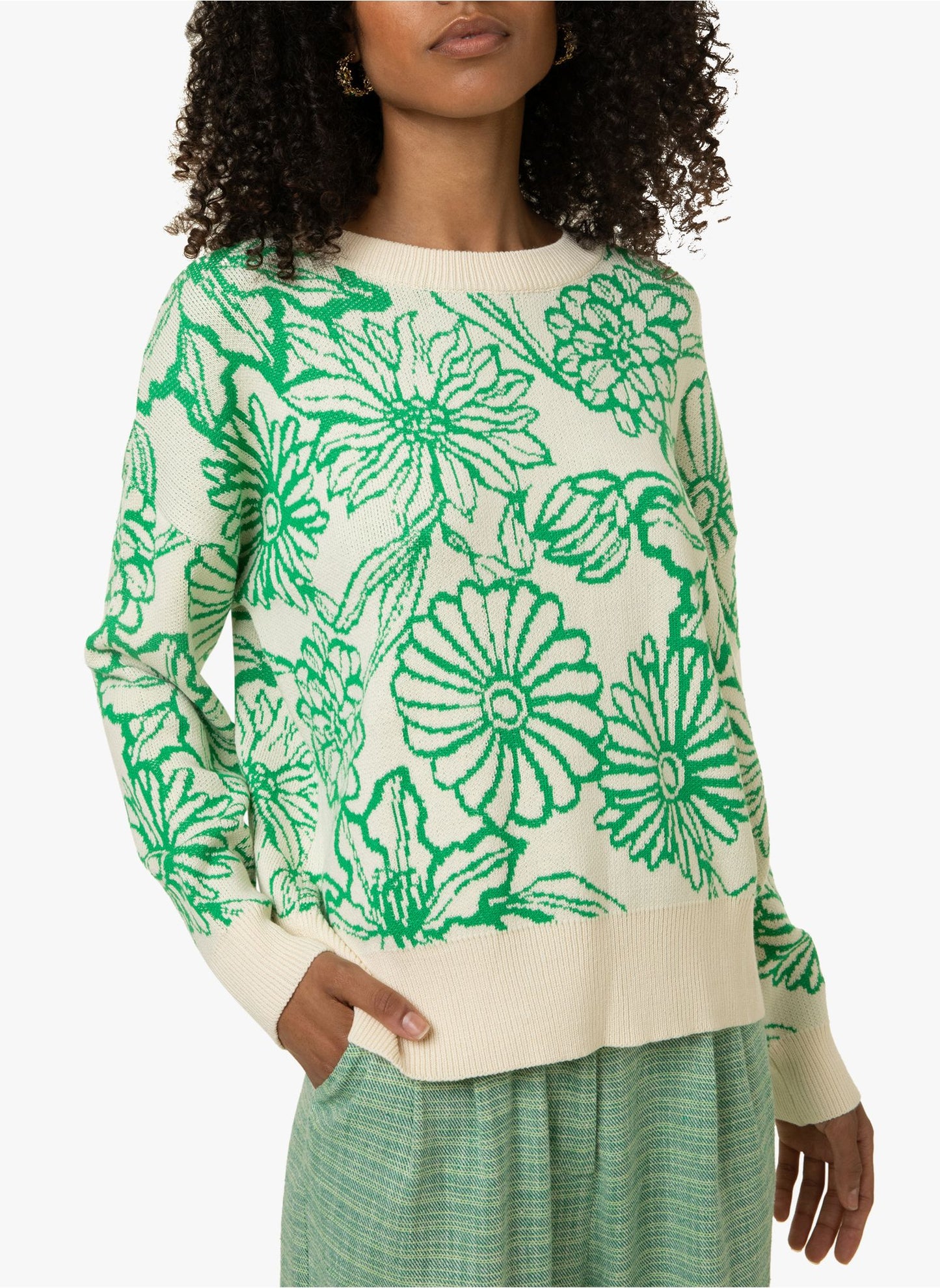 Load image into Gallery viewer, Cleonie Sweater Green/Ivory
