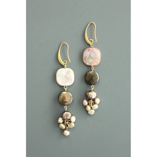 ATHE31 Mother of pearl and Fresh water pearl earrings