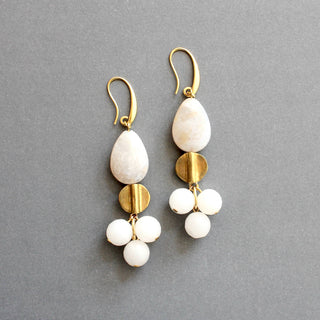 ISLE38 White agate cluster earrings
