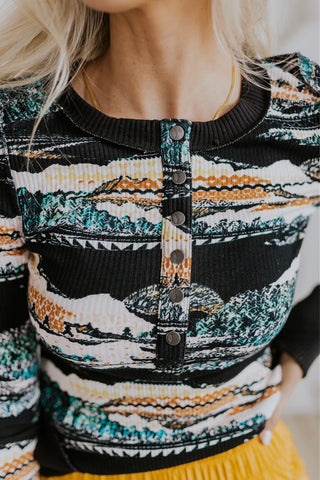 Rally Ribbed Printed Layer Black